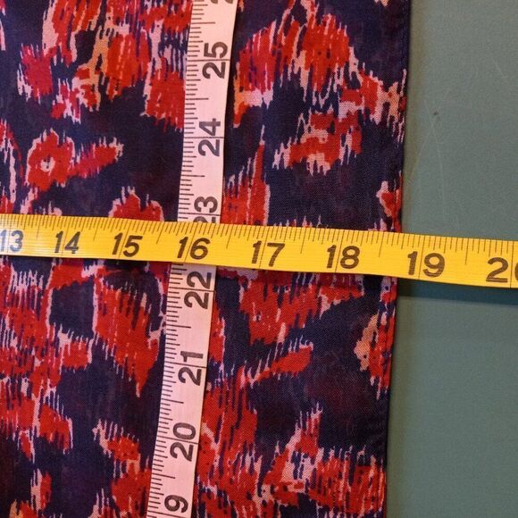 Blue/Red Floral Lightweight/Sheer 72 X 19 Scarf Cottagecore Grandmacore - Picture 3 of 6
